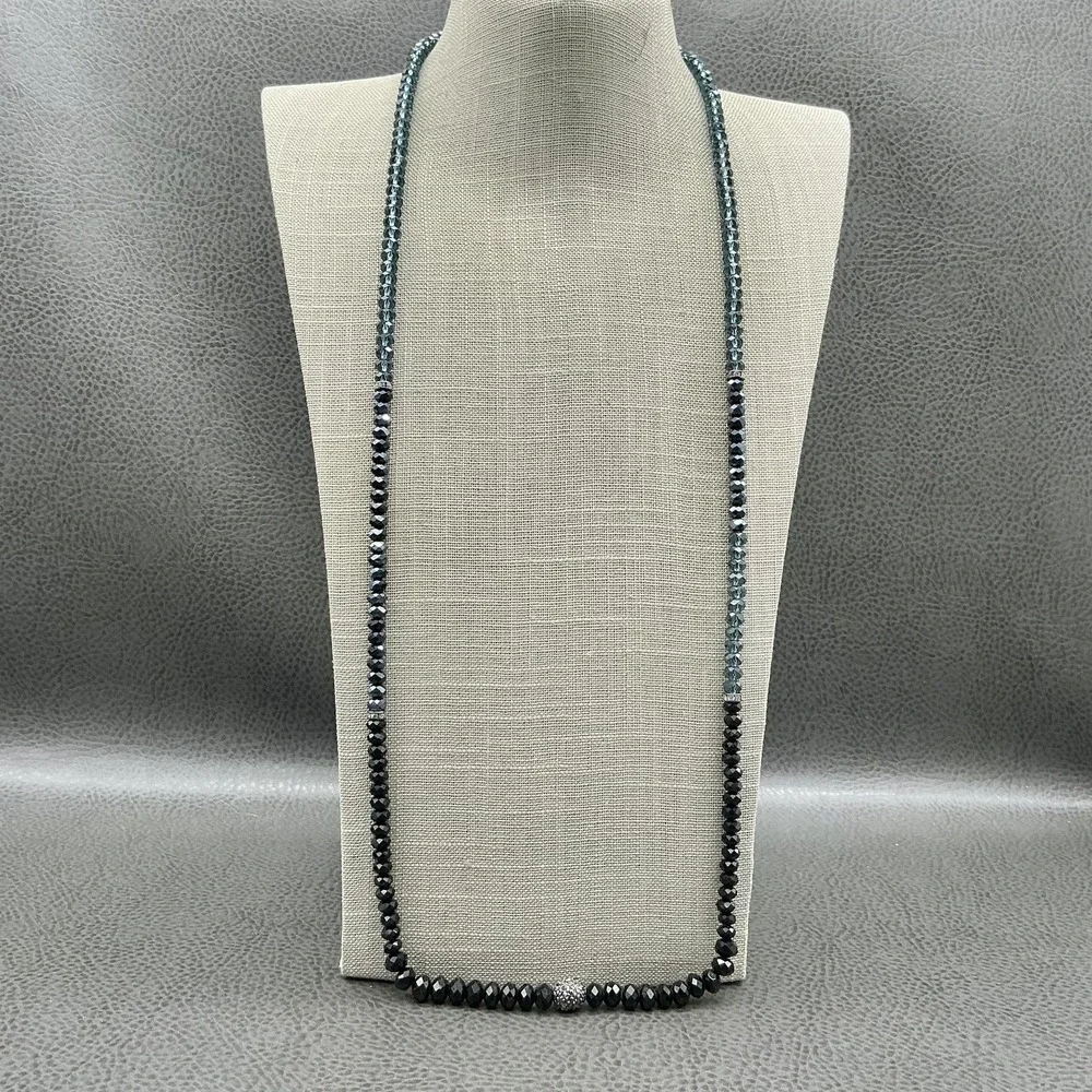 LOFT Necklace Multicolor‎ Beaded 30 In Black Teal Womens Statement Jewelry